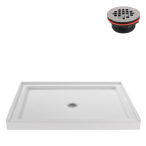 Streamline 48 in. x 36 in. Alcove Acrylic Shower Base With Center Drain, Drain Included Assorted Colors