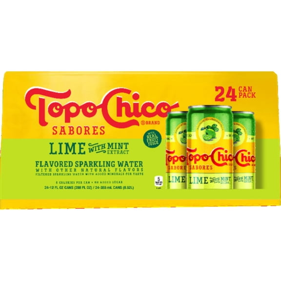 Topo Chico Sabores Lime Mint Cans, 12 fl. oz., 24 pk.