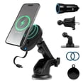 thumbnail image 1 of iHome 15W Magnetic Wireless Charging Car Mount 8pc Kit with Retractable Cable, 1 of 7