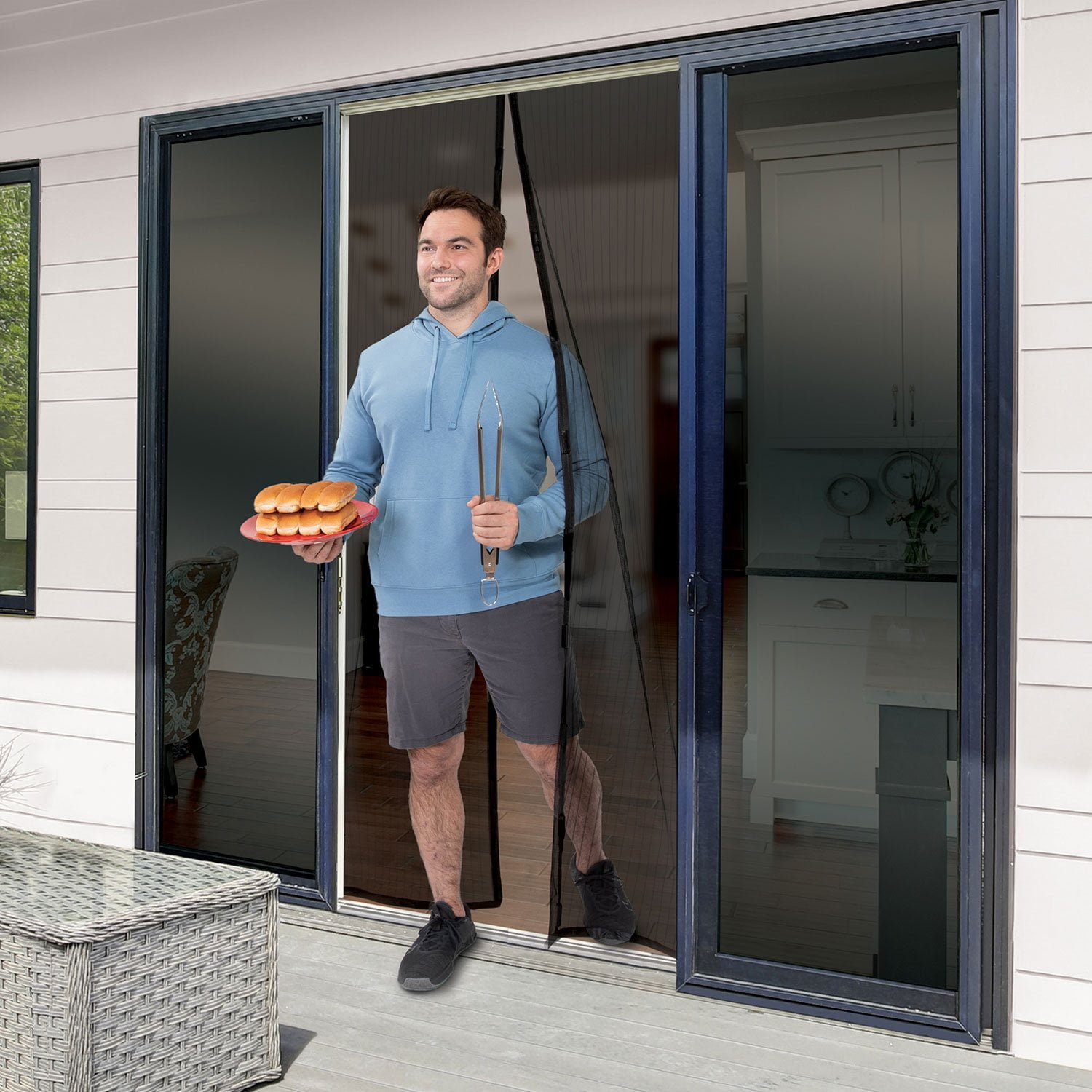 Magic Mesh Deluxe 83” x 39” Hands Free Magnetic Screen Door, 2pk