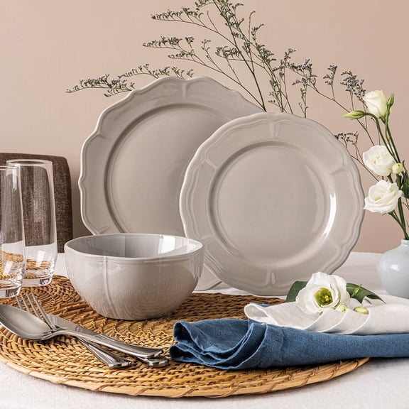 over&back 12-Piece Queen Anne Stonware Dinneware Set