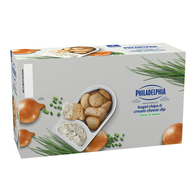 Philadelphia Chive and Onion Cream Cheese Dip with Multigrain Bagel Chips, 2.5 oz., 6 pk.