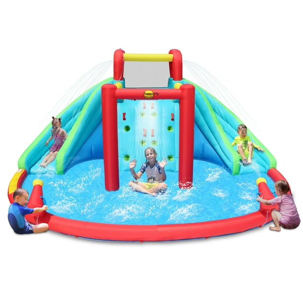 Happy Hop Inflatable Waterfall Aqua Park with Pool and Slides and