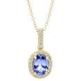 thumbnail image 1 of Oval Cut Genuine Gemstone & 0.11 CT. T.W. Diamond Halo Pendant Necklace in 14K Gold, 1 of 4