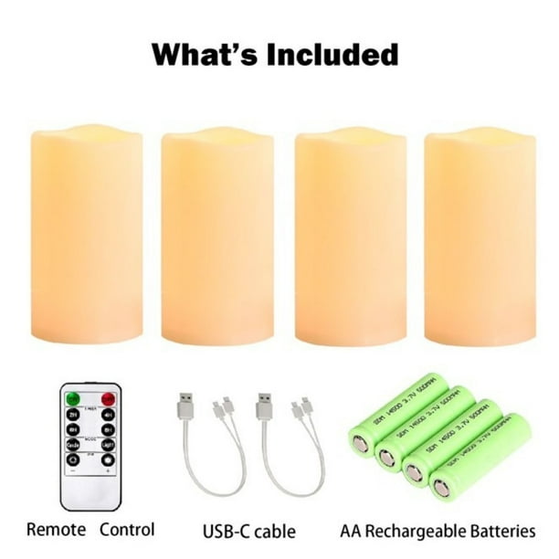 Deck Impressions Rechargeable Indoor/Outdoor Candles, 4-Pack