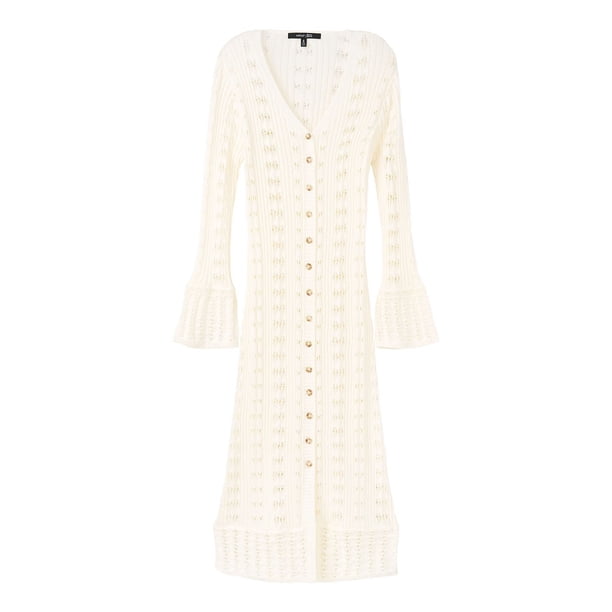 frye ladies' duster cardigan dress EDITED BY MAREN MORRIS - Cream 1X:- Cream Gilda