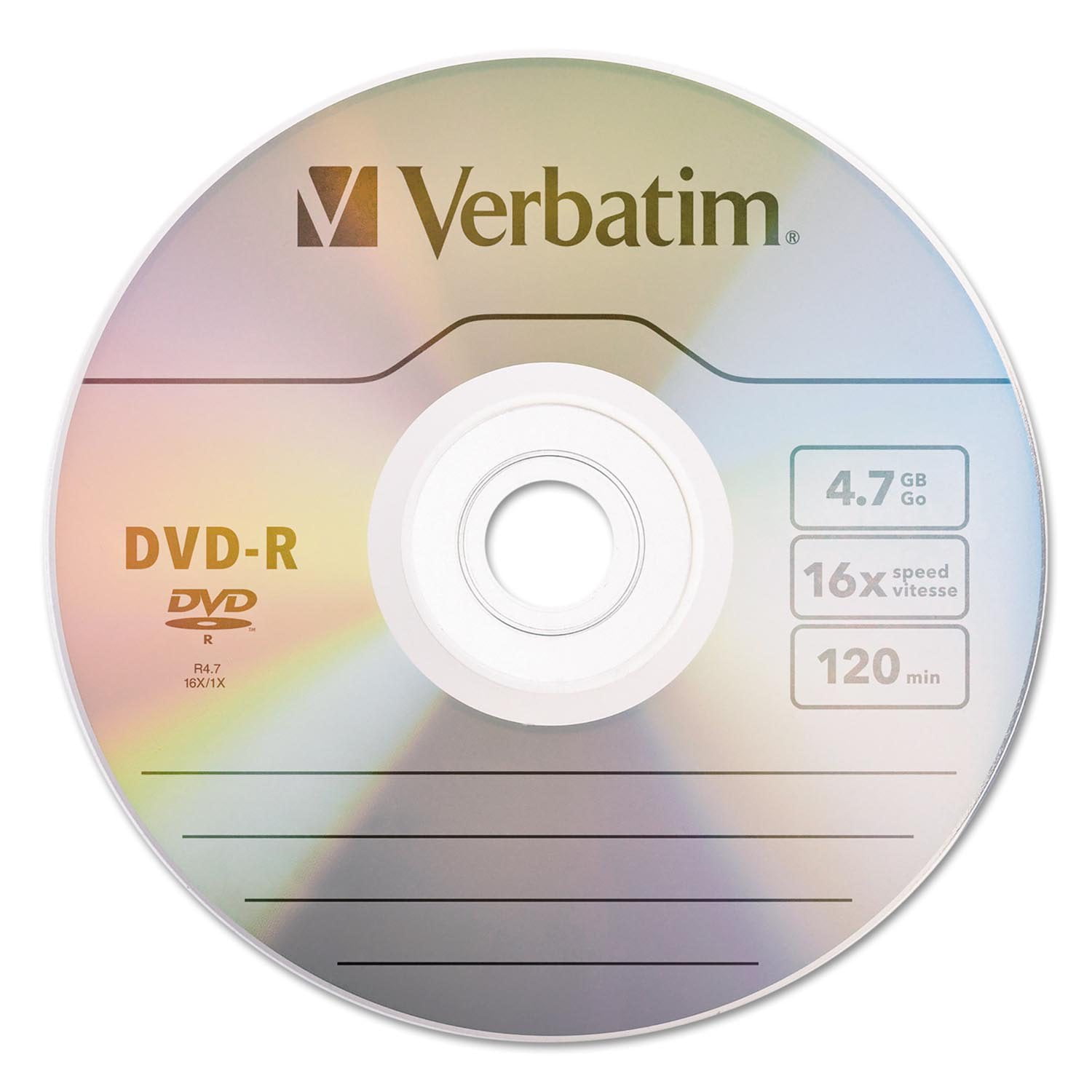 Verbatim DVD-R Discs, 4.7GB, 16x, Spindle, Silver (100 ct
