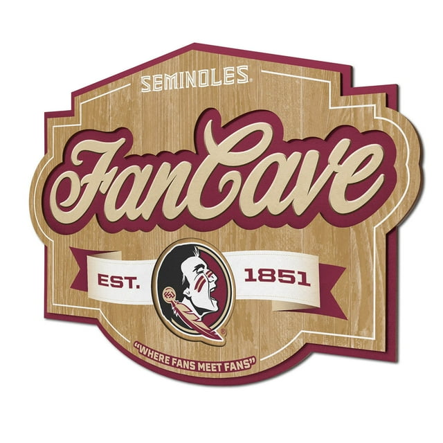 YouTheFan Florida State Seminoles 17"x12.5" 3D Multi-Layered Fan Cave Sign
