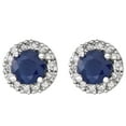 thumbnail image 2 of Round Cut Gemstone & 0.28 CT. T.W. Halo Diamond Stud Earrings in 14K Gold, 2 of 3
