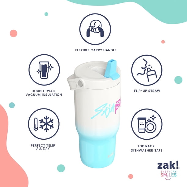 Zak Designs KPop 20oz Stainless Steel Sutton Flex Grip Siply