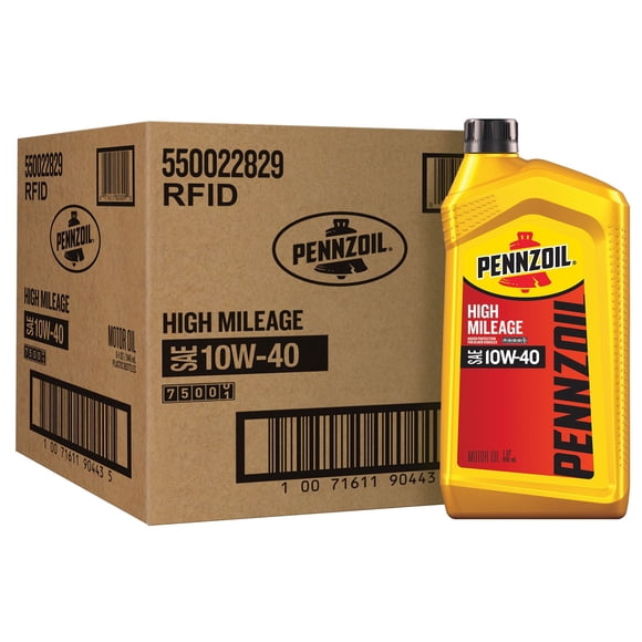 Pennzoil High Mileage SAE 10W-40 Motor Oil 6-pack/1 quart bottles