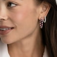 thumbnail image 6 of Lab Created Gemstone Huggie Hoop Earrings in Sterling Silver, 6 of 6