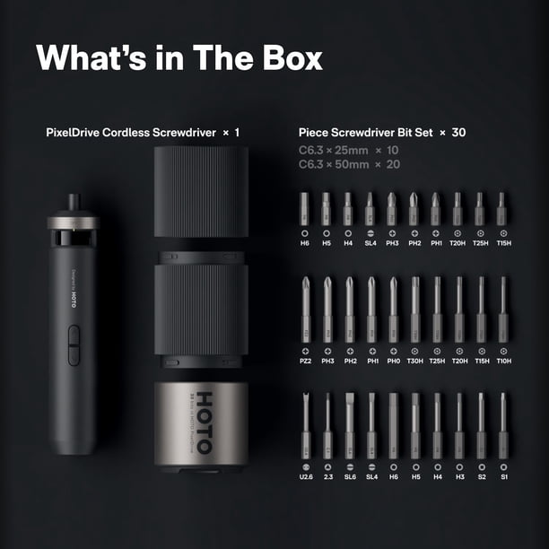 HOTO PixelDrive Cordless Electric Screwdriver Set with Smart