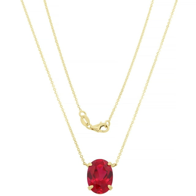 Lab Created Gemstone Necklace in 14K Yellow Gold
