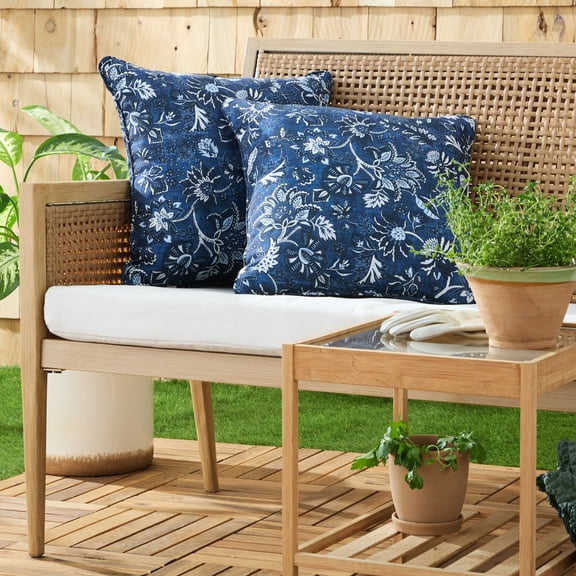 Martha Stewart Distressed Jacobean Indoor/Outdoor Decorative Pillow, Set of 2, Choose Size