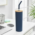 thumbnail image 3 of Member's Mark 24-oz Stainless Steel Insulated Tumblers With Wood Lids And Stainless Steel Straws, Assorted Colors 2 pk., 3 of 6