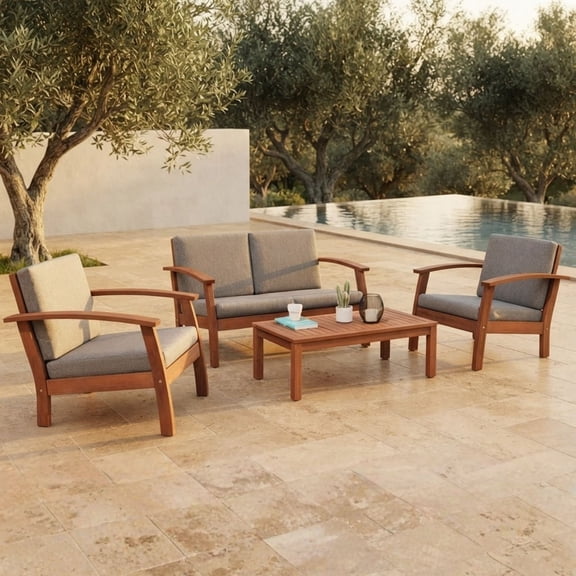 Amazonia Valencia Eucalyptus Deep Seating Set, 4pc