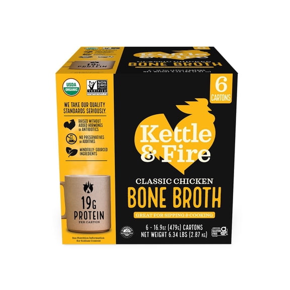 Kettle & Fire Chicken Bone Broth, 16.9 oz., 6 ct.