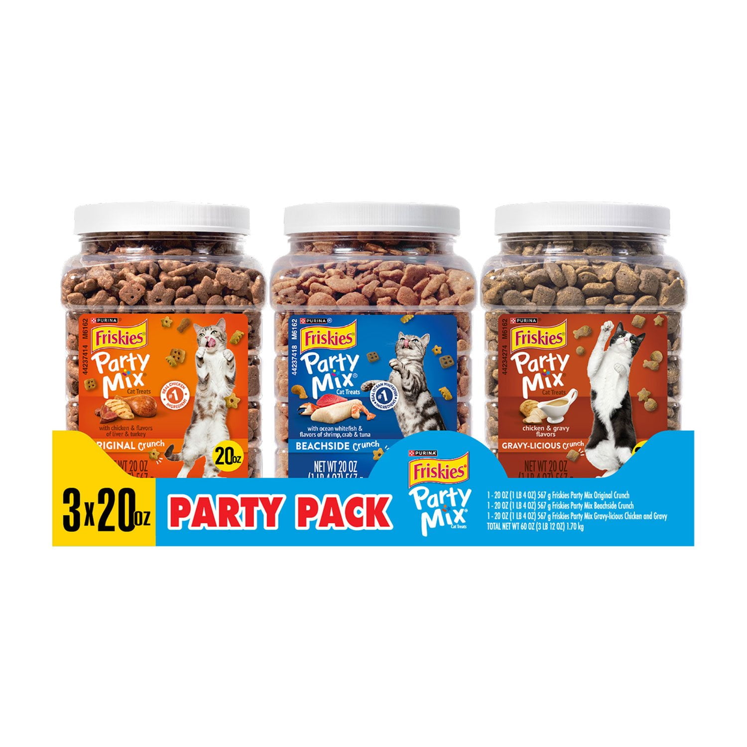 Friskies Party Mix Party Variety Pack, Cat Treats, 60 oz