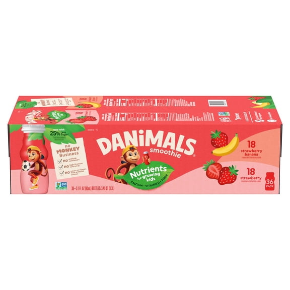 Danimals Smoothies Variety Pack, Strawberry 3.1 fl. oz., 36 ct