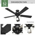 thumbnail image 4 of Hunter 52 inch Swanson Matte Black Ceiling Fan with LED Light Kit and Pull Chain, 4 of 12