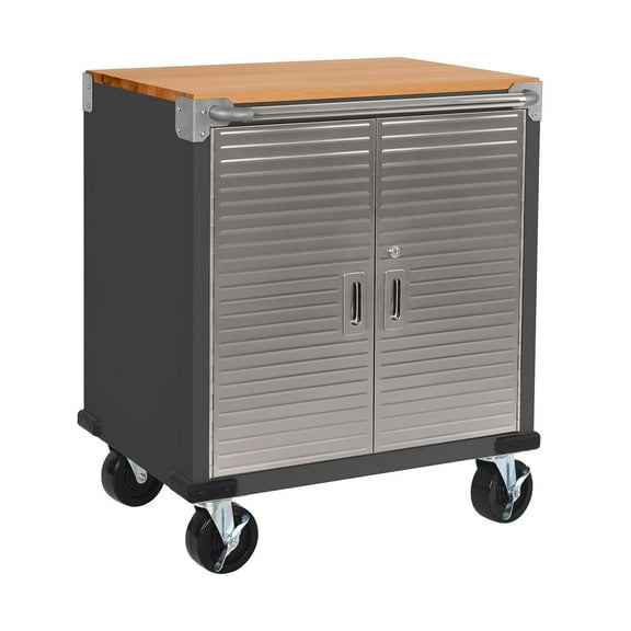 Seville Classics UltraHD 2 Door Rolling Cabinet, 28" W x 18” D x 34.5" H