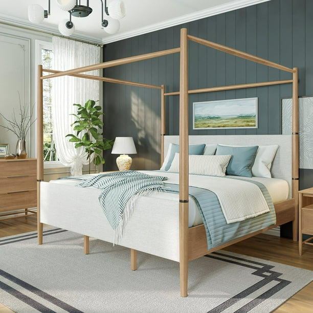 details by Becki Owens Charlotte Upholstered Canopy Wood Bed