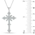 thumbnail image 6 of Baguette and Round Cut Diamond Cross Pendant Necklace in 14K Gold, 6 of 7