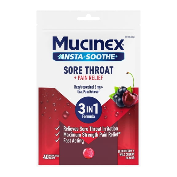 MUCINEX Instasoothe Elderberry and Wild Cherry 40ct, 4pk