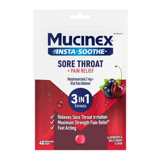 MUCINEX Instasoothe Elderberry and Wild Cherry 40ct, 4pk