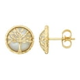 thumbnail image 2 of Mother of Pearl Tree of Life Earring in 14K Gold, 2 of 6