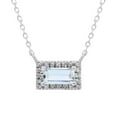 thumbnail image 1 of Baguette Cut Gemstone and 0.06 CT. T.W. Diamond Halo Pendant Necklace in 14K Gold, 1 of 5