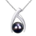 thumbnail image 1 of 9.5-10 mm Black Round Tahitian Pearl Drop Pendant in Sterling Silver, 1 of 7