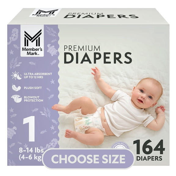 Member's Mark Premium Baby Diapers, Sizes Newborn - 8