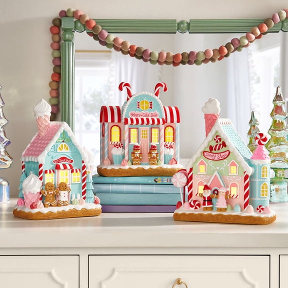 Member's Mark Pre-Lit Gingerbread Village, Set of 3