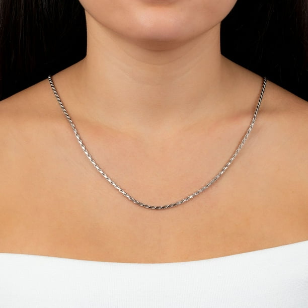 『SA NECKLACE SILVER』 2.5mm Italian Sterling Silver Diamond Cut Rope Chain - Samsclub.com