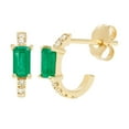 thumbnail image 1 of Emerald Cut Gemstone & 0.12 CT. TW Diamond Stud Earrings in 14K Gold, 1 of 5