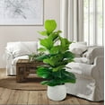 thumbnail image 3 of Faux 5' Deluxe Fig Floor Plant in White Ceramic Pot, 3 of 5