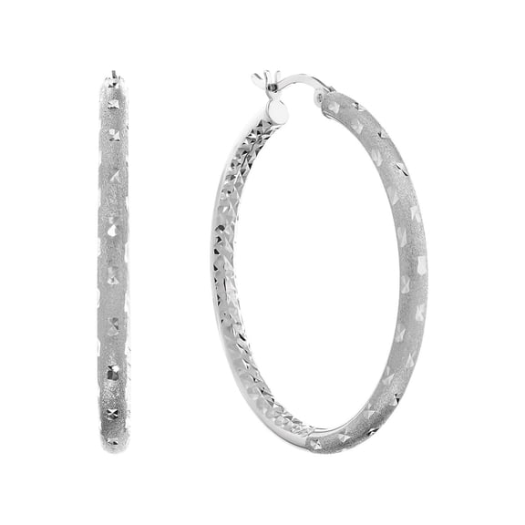 Diamond Cut Hoop Earrings in Sterling Silver