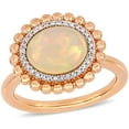 thumbnail image 1 of Ethiopian Blue Opal and Diamond Accent Double Halo Cocktail Ring in 14K Gold, 1 of 6