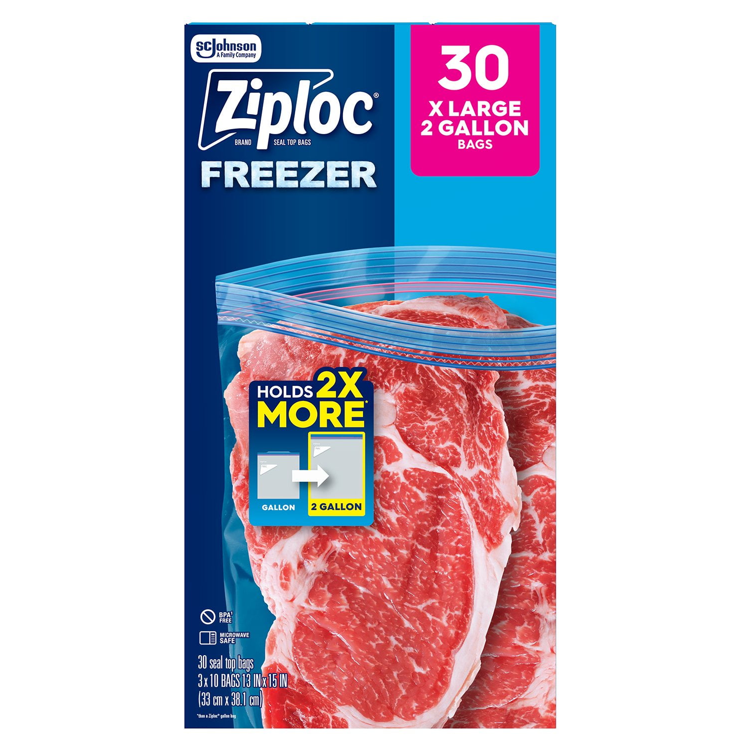 Ziploc Grip n' Seal 2-Gallon Freezer Bags, 30 ct. - Samsclub.com