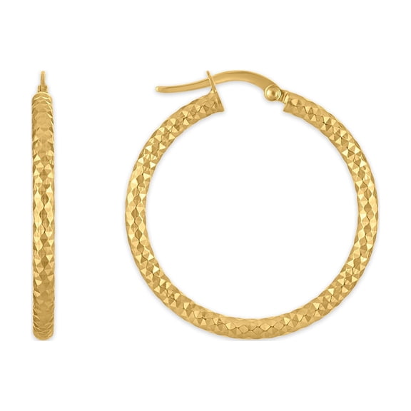 Diamond Cut Hoop Earrings in 14K Gold