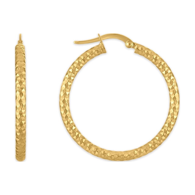 Diamond Cut Hoop Earrings in 14K Gold