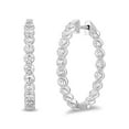 thumbnail image 1 of Round Cut In and Out Diamond Hoop Earrings in 14K Gold, 1 of 7