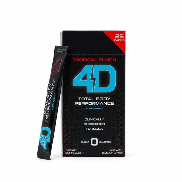 4D Clean Energy Premium Dietary Supplement, Tropical Fruit Punch, 25 ct.