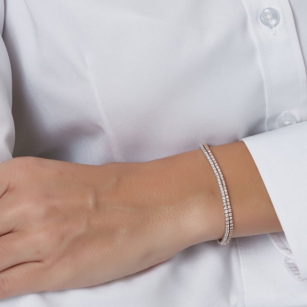 Bracelet Tennis En Or Rose 14K Avec Diamants Naturels - 2,50 Cts - Couleur G - Taille Personnalisable - Neuf Avec Étiquettes