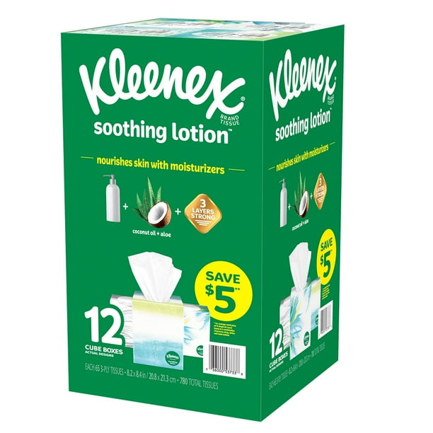 Kleenex Soothing Lotion Facial Tissues with Coconut Oil, Aloe and
