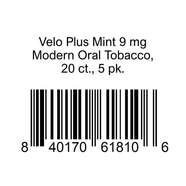 Velo Plus Mint 9 mg Modern Oral Tobacco, 20 ct., 5 pk