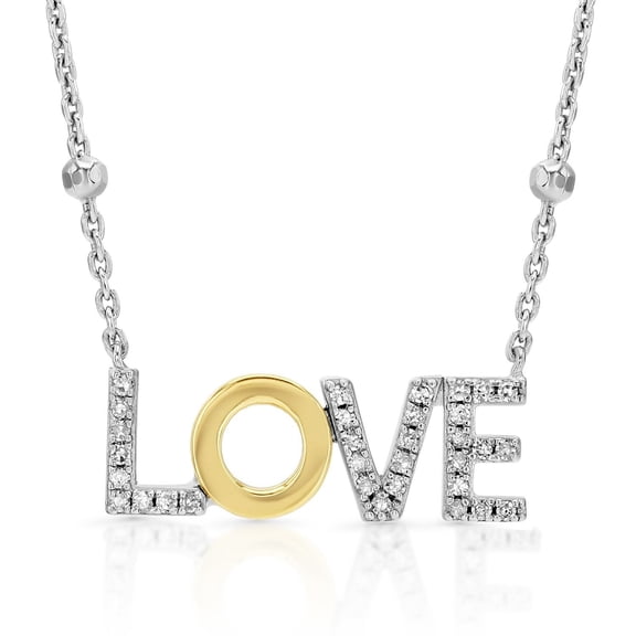 .12 CT.T.W. Love Necklace in Sterling Silver and 14K Gold