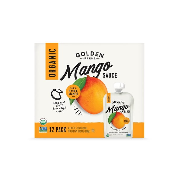 Golden Farms Organic Mango Sauce Pouches, Unsweetened, 3.17 oz., 12 pk.